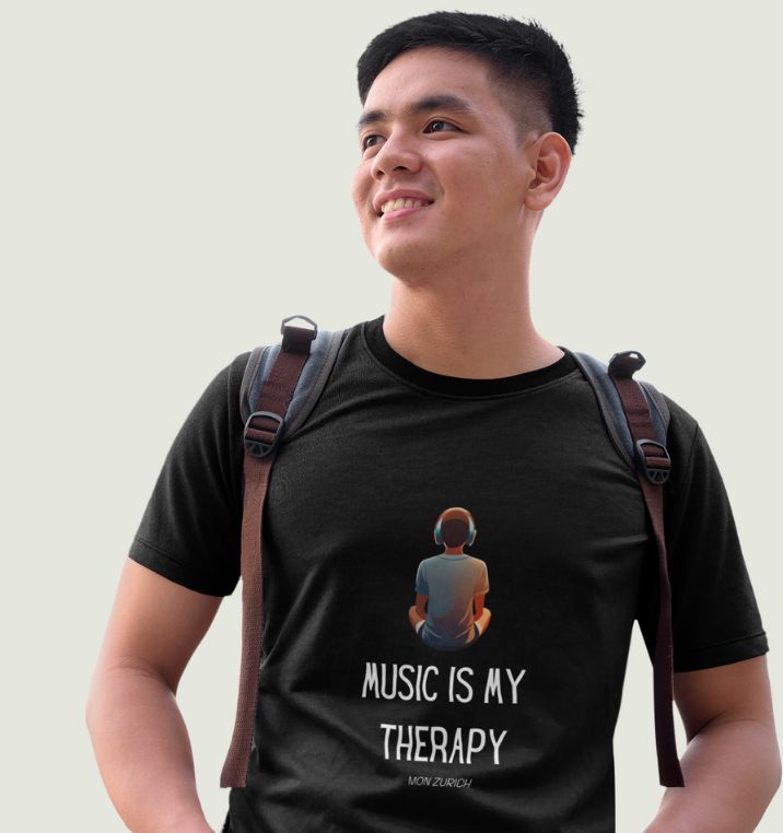 Music Is My Therapy T-Shirt In Dark - Mon Zurich Originals