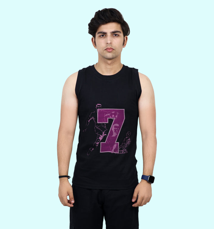 Ronaldo - Jersey 7 Games And Sports Front print Vest In Black - Mon Zurich Fan Art Printed Collection