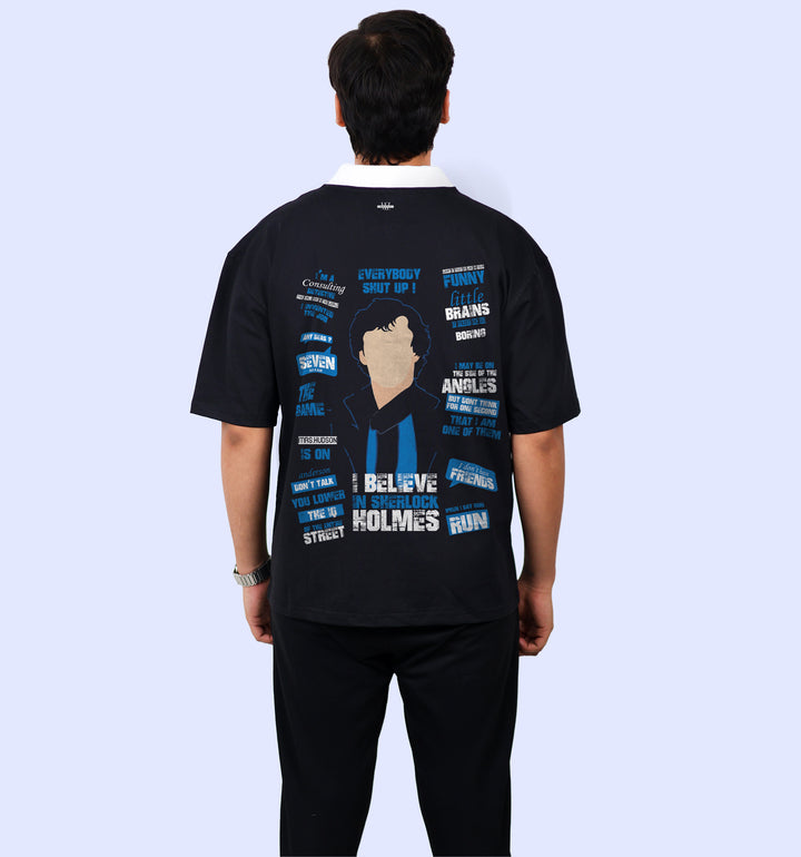 Sherlock Holmes Movies And Tv Shows Polo T-Shirt In Black - Mon Zurich Fan Art Printed Collection