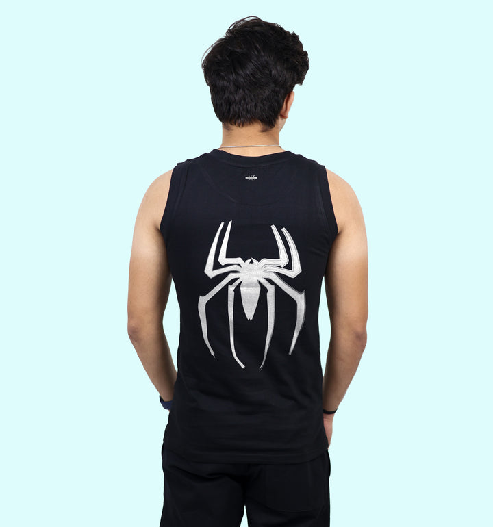 Spiderman Super Hero Back print Vest In Black - Mon Zurich Fan Art Printed Collection