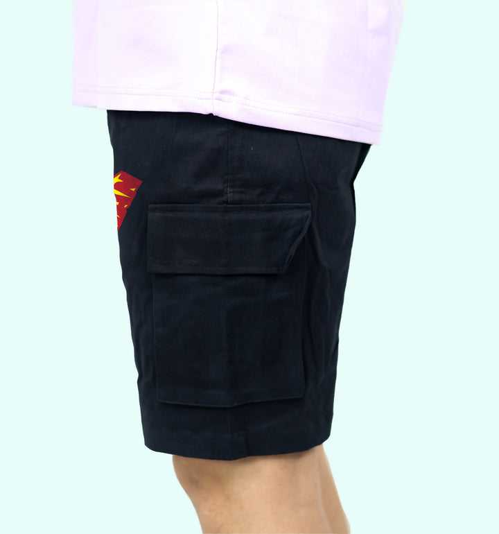 Superman Cartoons And Comics Front print Shorts In Black - Mon Zurich Fan Art Printed Collection