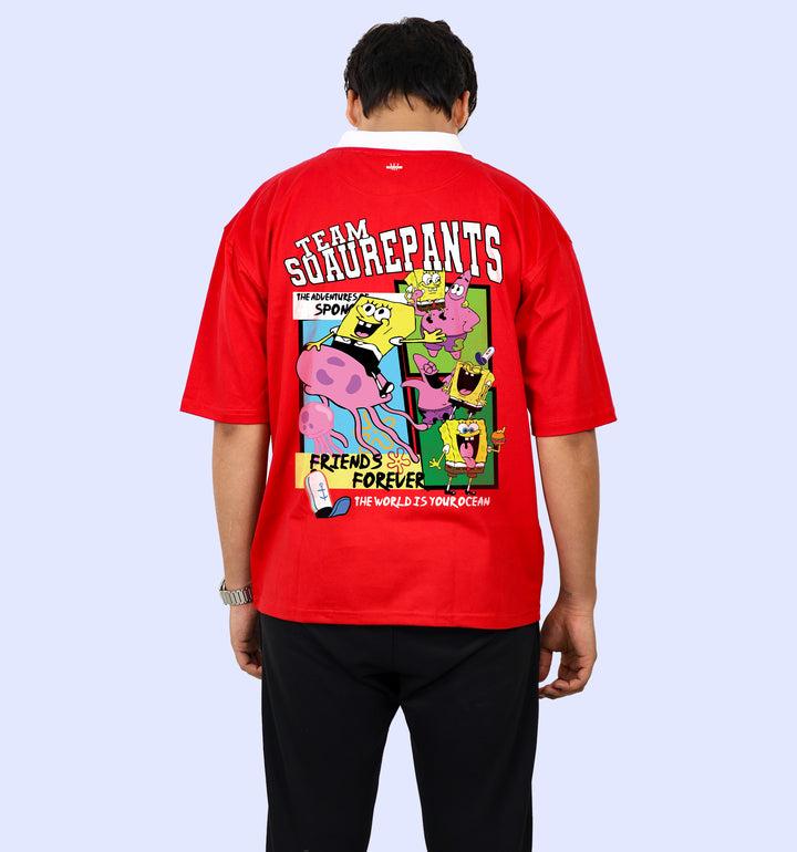 Team Spongebob - Fan Art Print - Oversized Polo T-Shirt