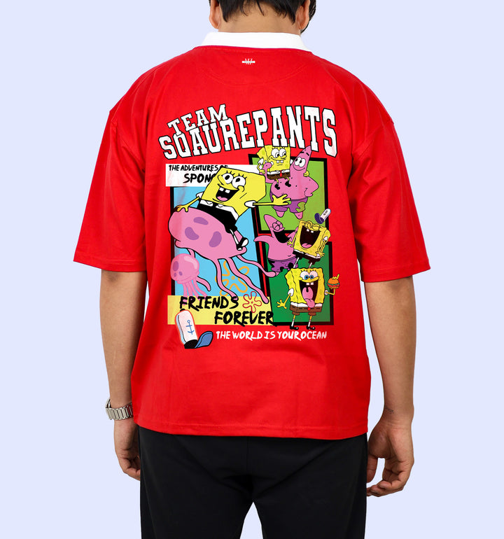 Team Spongebob - Fan Art Print - Oversized Polo T-Shirt