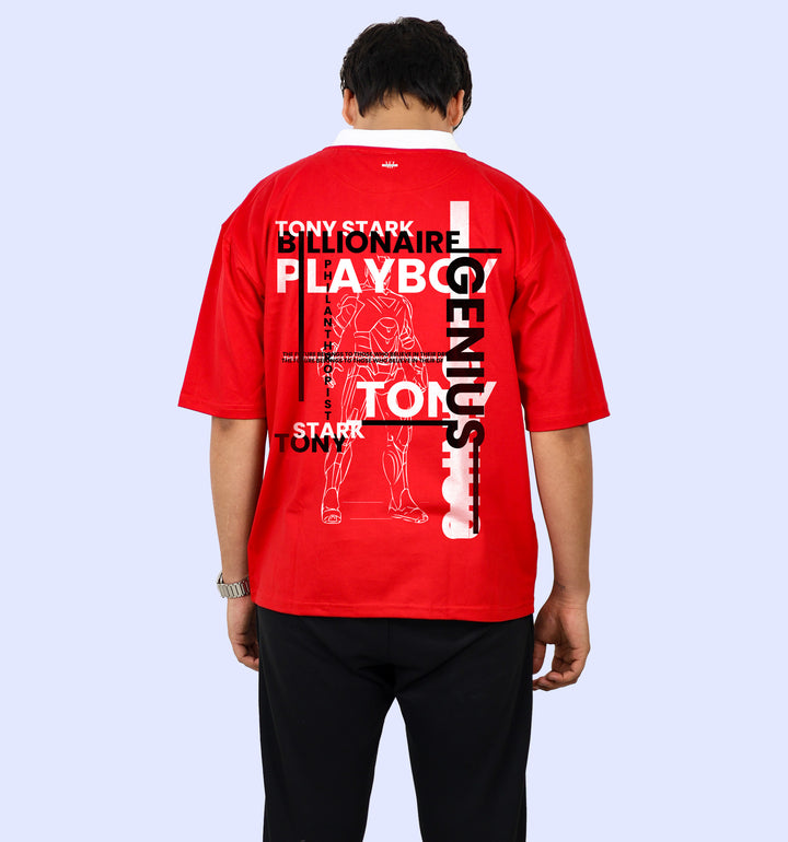 Tony Stark - Genius - Fan Art Print - Oversized Polo T-Shirt