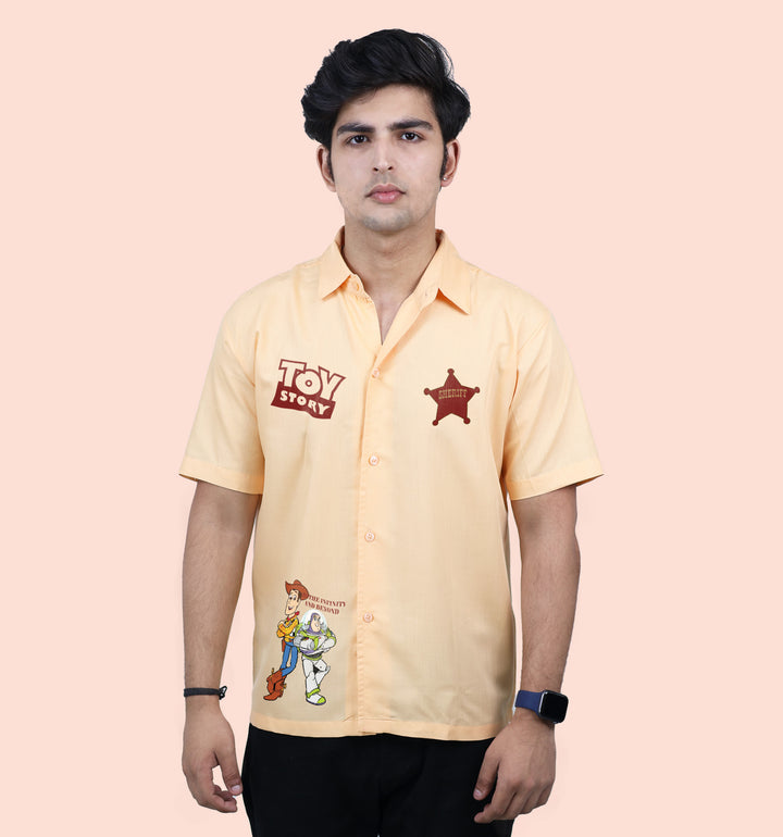 Toy Story - To The Rescue Cartoons And Comics Back print Casual Shirt In Cream - Mon Zurich Fan Art Printed Collection