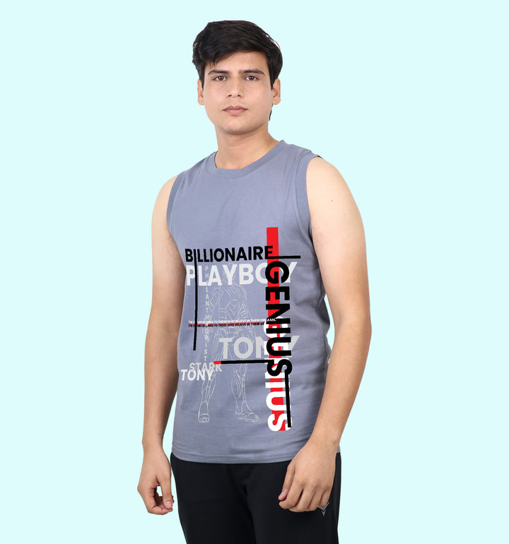 Tony Stark Super Hero Front print Vest In Gray - Mon Zurich Fan Art Printed Collection