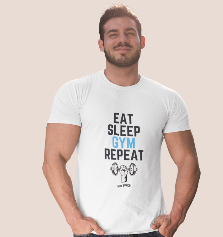 Eat Sleep Gym Repeat T-Shirt In Light - Mon Zurich Originals