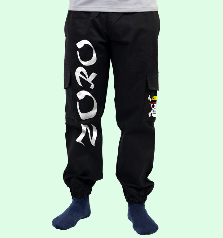 Zoro  Anime Printed Cargo Jogger In Black - Mon Zurich Fan Art Printed Collection