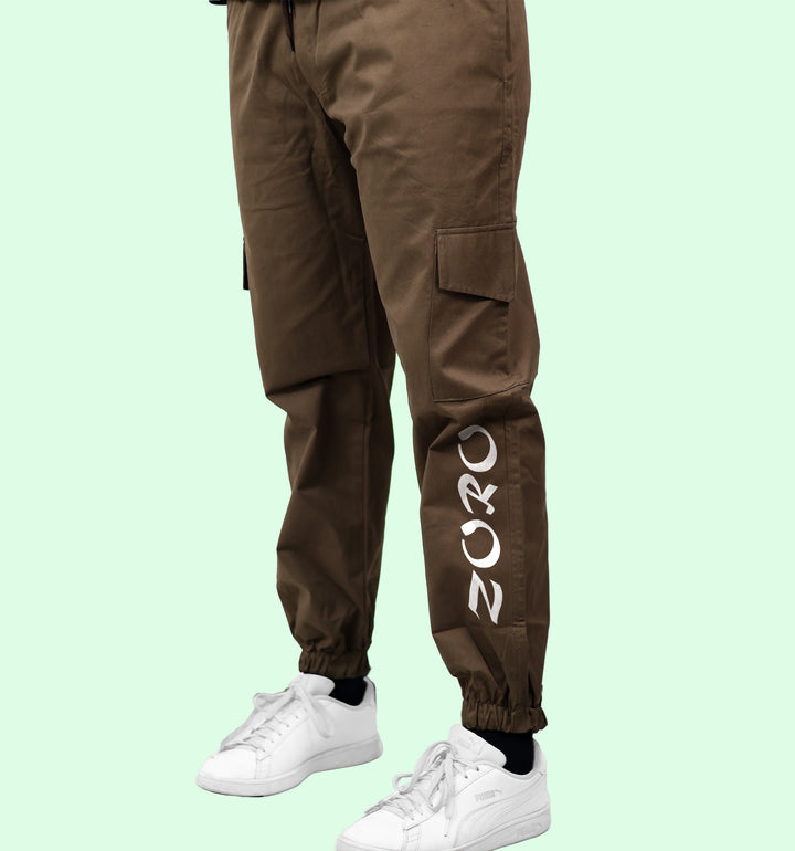 Zoro  Anime Printed Cargo Jogger In Chocolate - Mon Zurich Fan Art Printed Collection