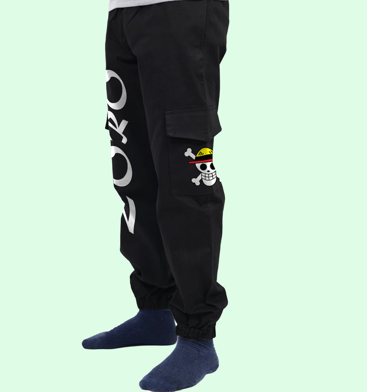 Zoro  Anime Printed Cargo Jogger In Black - Mon Zurich Fan Art Printed Collection