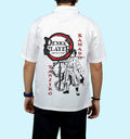 Demon Slayer - Kamao Anime Back print Casual Shirt In White - Mon Zurich Fan Art Printed Collection