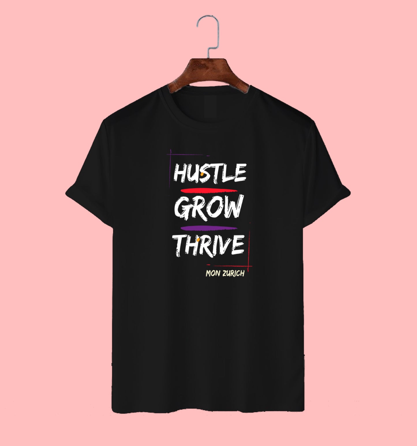 Hustle, Grow, Thrive T-Shirt In Dark - Mon Zurich Originals