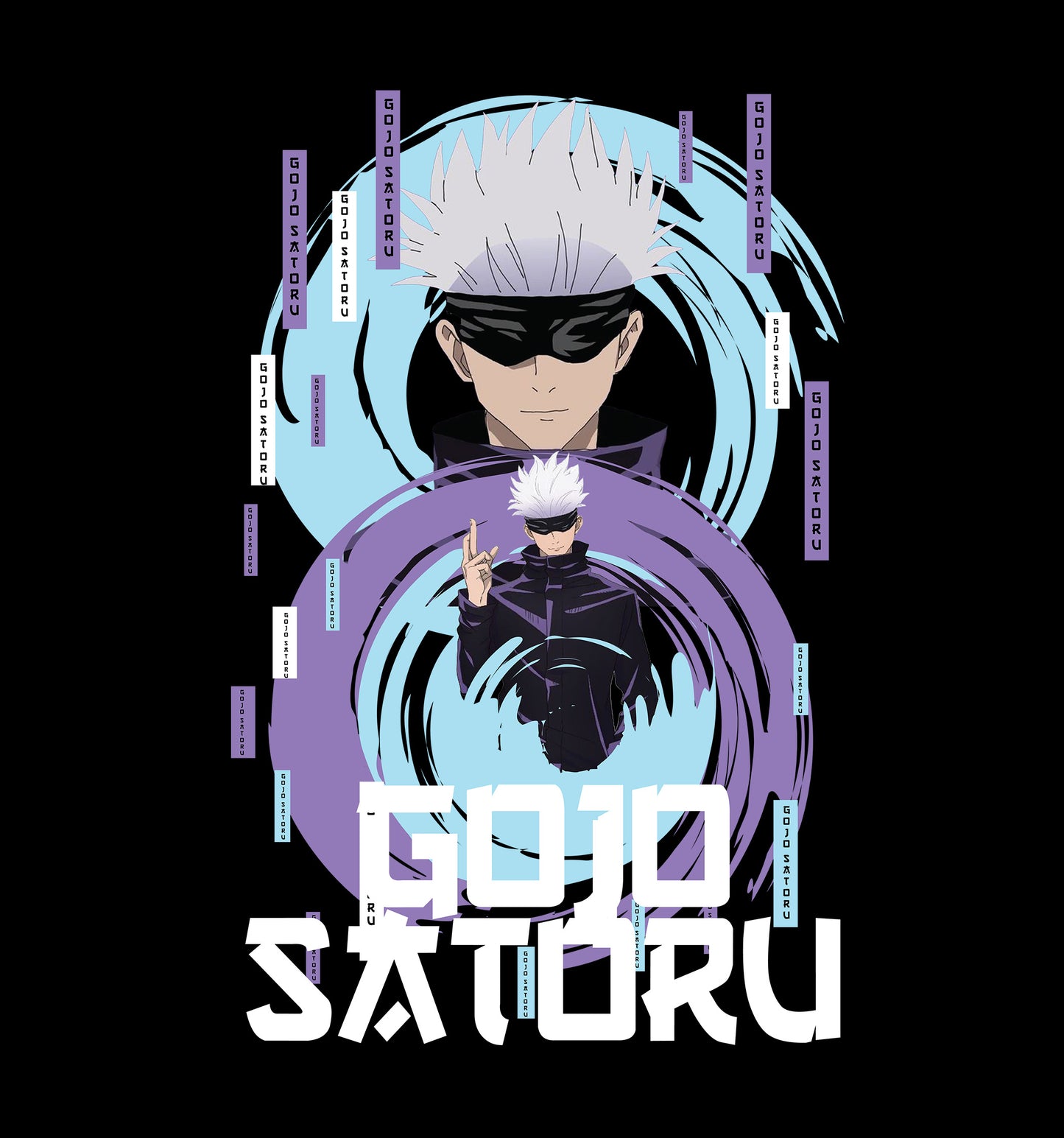 Saturu Gojo -  Jujutsu Kaisen Anime Sweatshirt In Black - Mon Zurich Originals