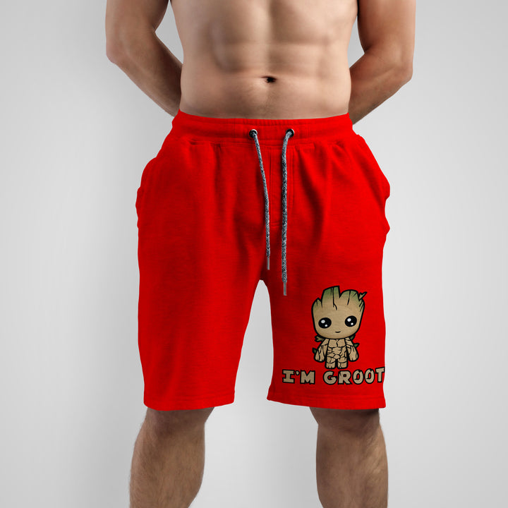 Groot - I"M Groot Movies And Tv Shows Front print Shorts In Red - Mon Zurich Fan Art Printed Collection