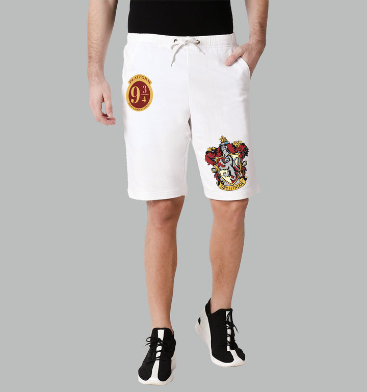 Harry Potter - Gryfindor Movies And Tv Shows Front print Shorts In White - Mon Zurich Fan Art Printed Collection