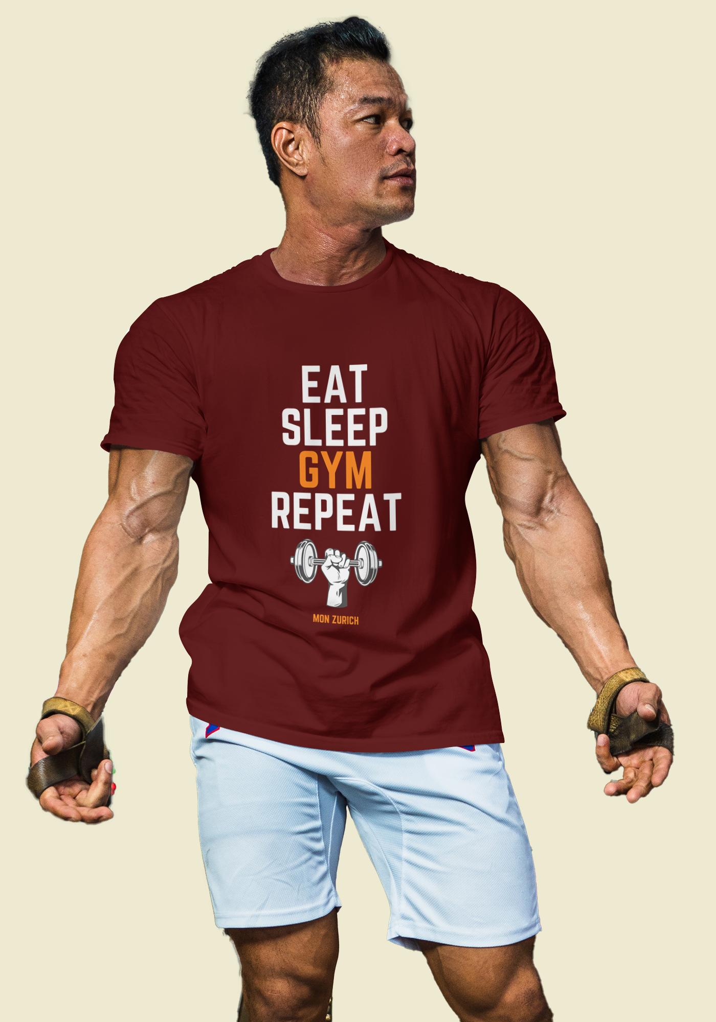 Eat Sleep Gym Repeat T-Shirt In Dark - Mon Zurich Originals