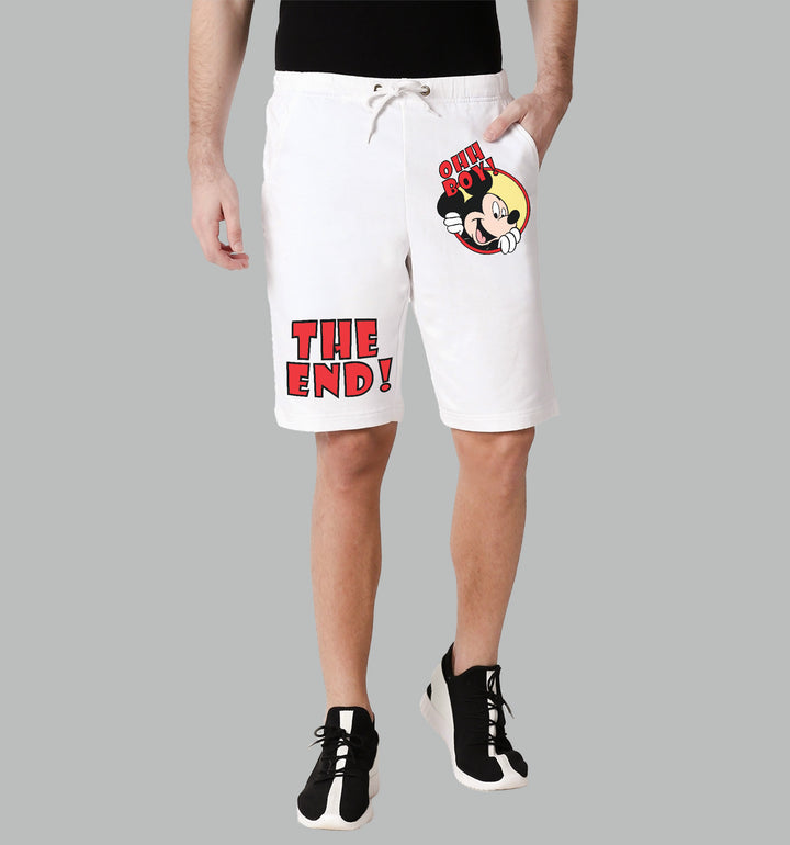 Mickey Mouse Cartoons And Comics Shorts Front print In White - Mon Zurich Fan Art Printed Collection