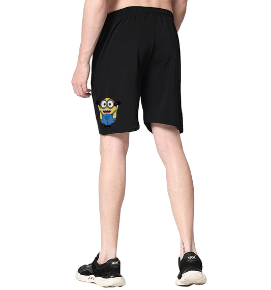 Minions - Banana! Cartoons And Comics Front print Shorts In Black - Mon Zurich Fan Art Printed Collection