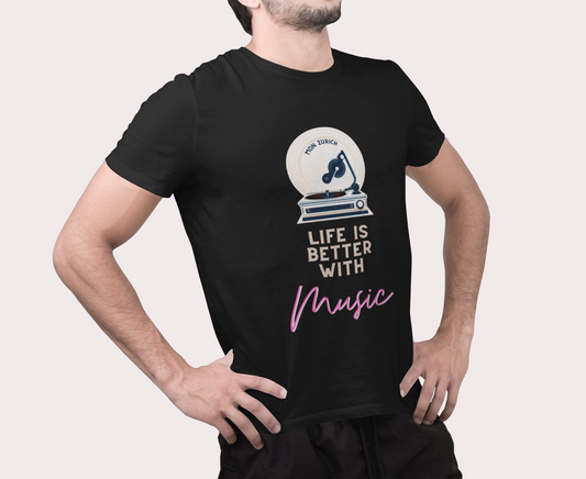Life Is Better With Music T-Shirt In Dark - Mon Zurich Originals