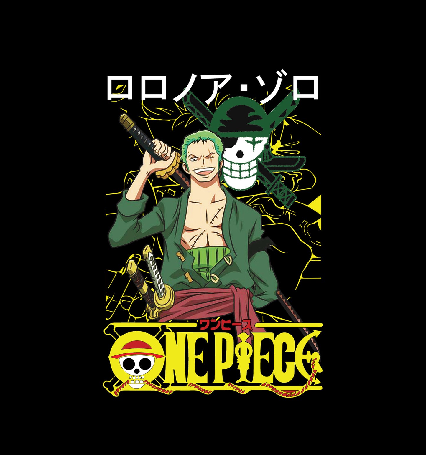 One Piece - Rorona.Zoro Anime Sweatshirt In Black - Mon Zurich Originals