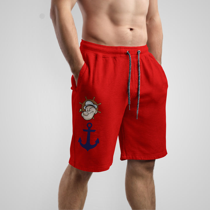 Popeye Cartoons And Comics Front print Shorts In Red - Mon Zurich Fan Art Printed Collection