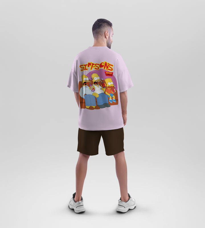 Simpsons - Bongo Comics Cartoons And Comics Back print Oversized T-Shirt In Lavender- Mon Zurich Fan Art Printed Collection