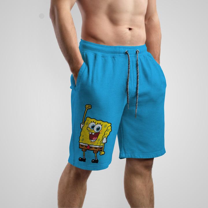 Spongebob  Cartoons And Comics Front print Shorts In Sky Blue - Mon Zurich Fan Art Printed Collection