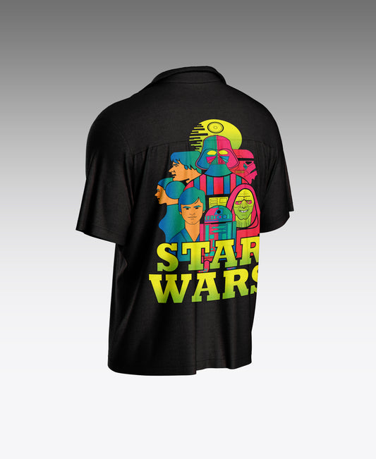 Star Wars  Cartoons And Comics Back print Casual Shirt In Black - Mon Zurich Fan Art Printed Collection