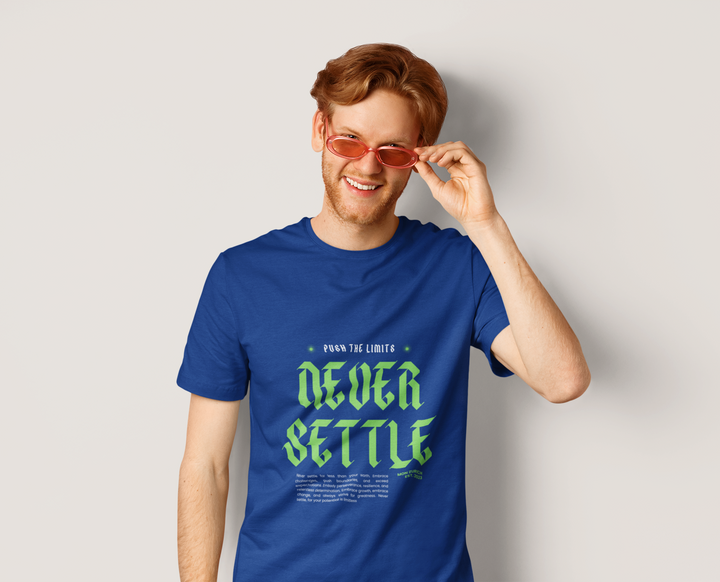 Never Settle T-Shirt In Dark - Mon Zurich Originals