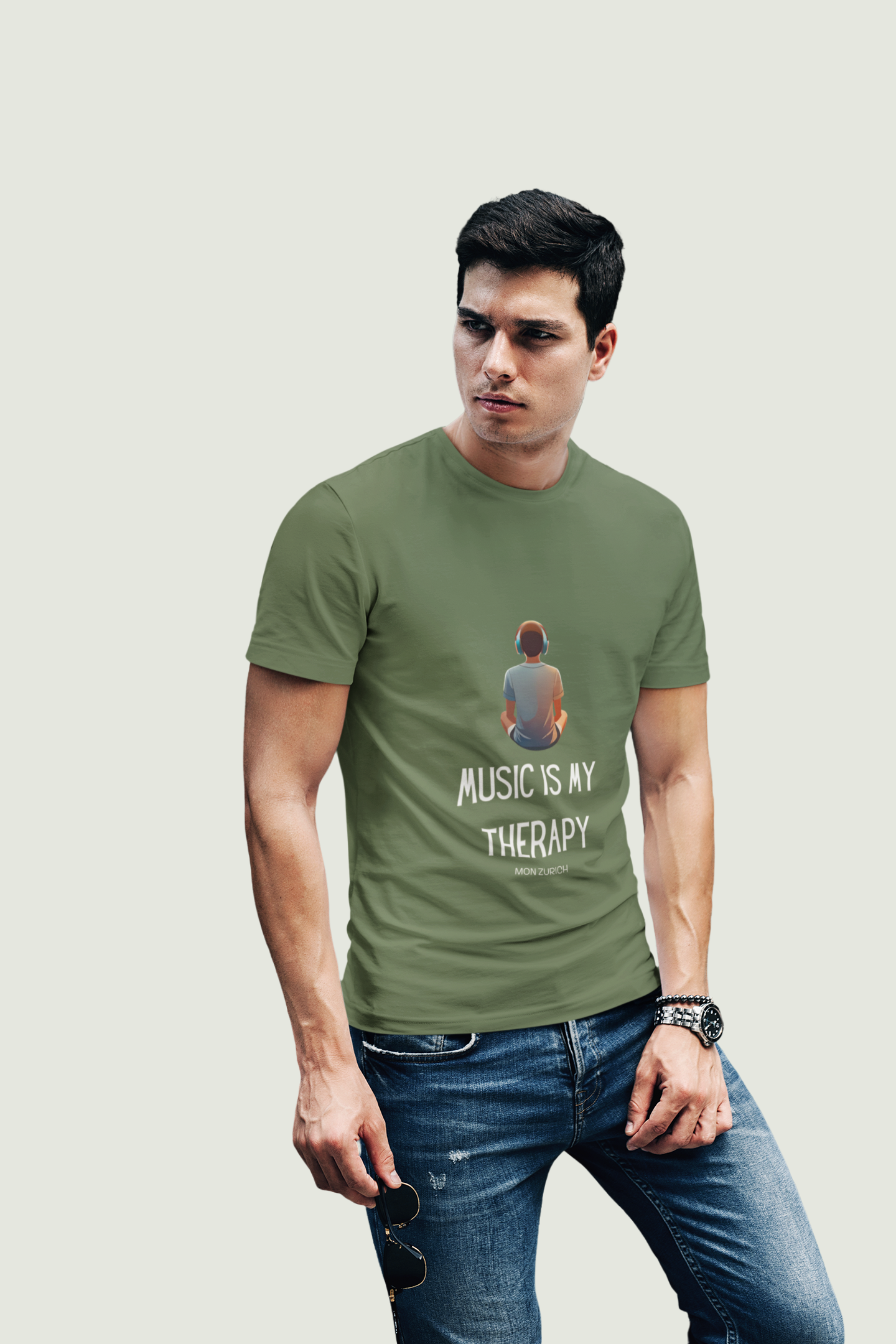 Music Is My Therapy T-Shirt In Dark - Mon Zurich Originals