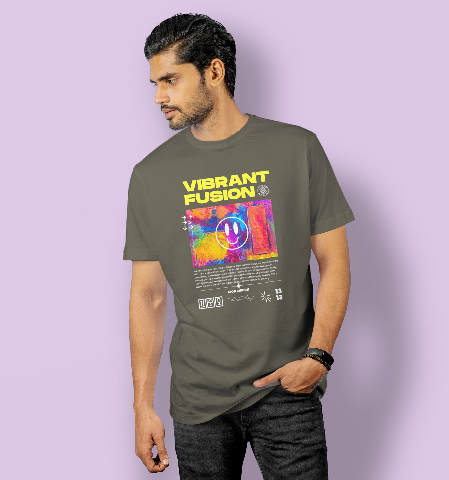 Vibrant Fusion T-Shirt In Dark - Mon Zurich Originals