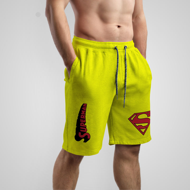 Superman Cartoons And Comics Front print Shorts In Yellow - Mon Zurich Fan Art Printed Collection